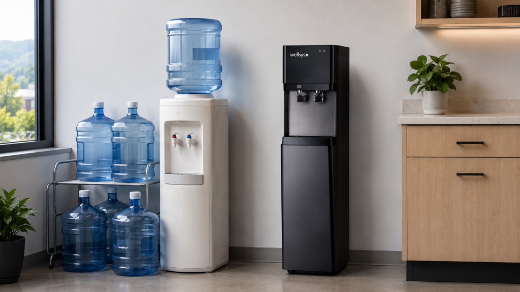 Bottled vs bottleless water cooler options for an office